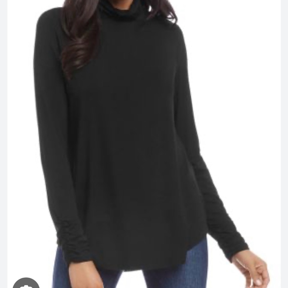 Karen Kane Stretch Black Turtleneck cinch lower arms Excellent Condition Medium